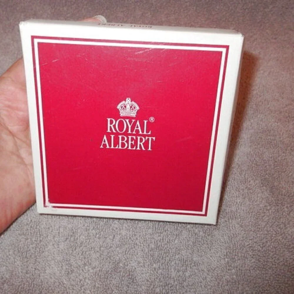 NOS Vtg Royal Albert China Teapot Christmas Ornament Holiday Country Roses Box